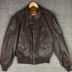 Vintage Cooper A2 Leather Bomber Flight Jacket Mens 46 Brown US Air Force A-2